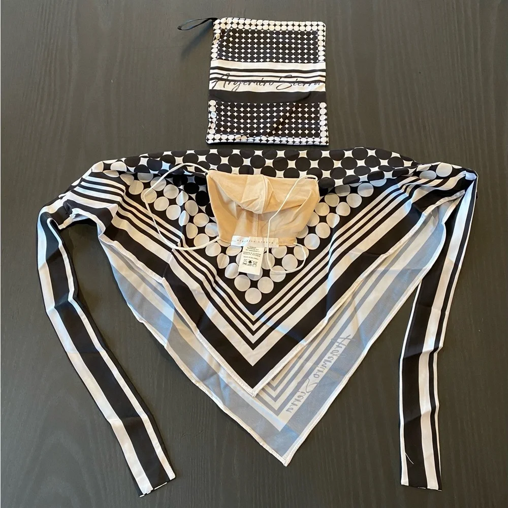Argemiro Sierra Black & White Dot Print Face Mask Silky Bandana New